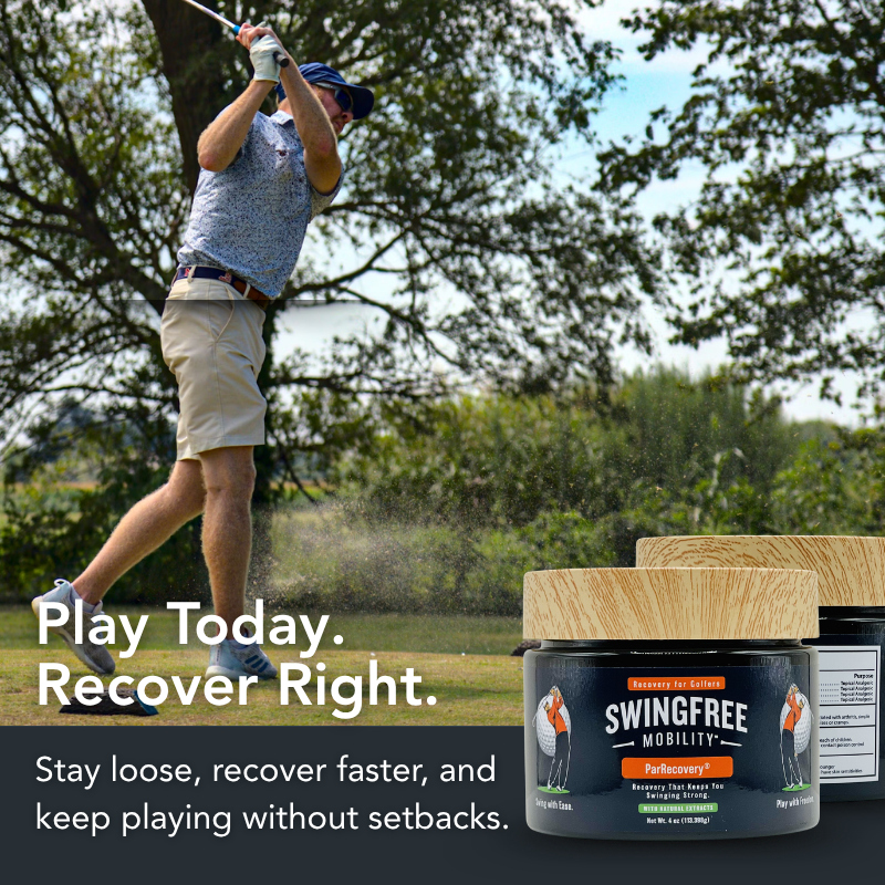 Golfer using ParRecovery to stay loose and reduce next day soreness